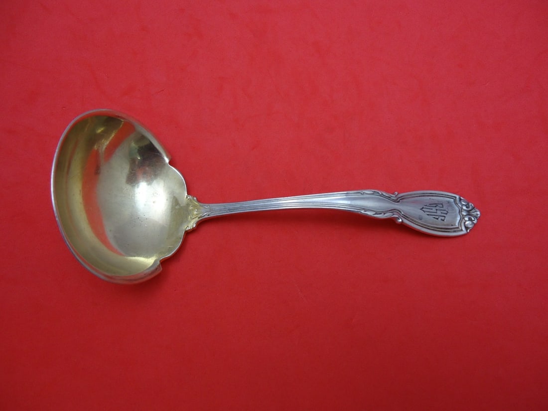 Durgin Wellington Sterling Silver Gravy Ladle Goldwashed Monogrammed 6.5" (1 of 1)