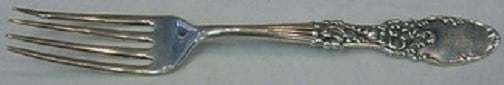 Frank M Whiting Tyrolean Sterling Silver Dinner Fork Monogrammed: Frank M Whiting Tyrolean Sterling Silver Dinner Fork Monogrammed This exquisite dinner fork from the Tyrolean pattern by Frank M. Whiting is crafted from high-quality sterling silver, measuring 7 1/2"
