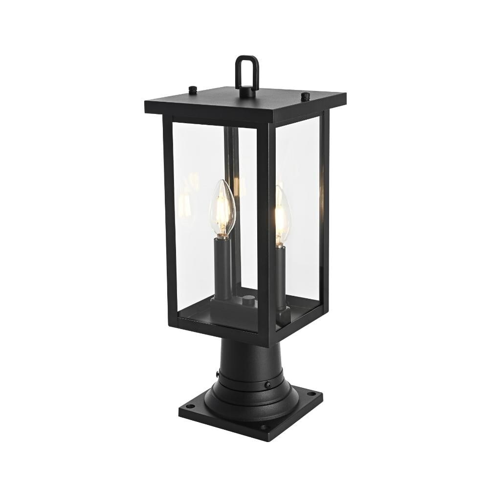 Venango 19 in Black Outdoor Pole Light Clear Glass (1 of 9)