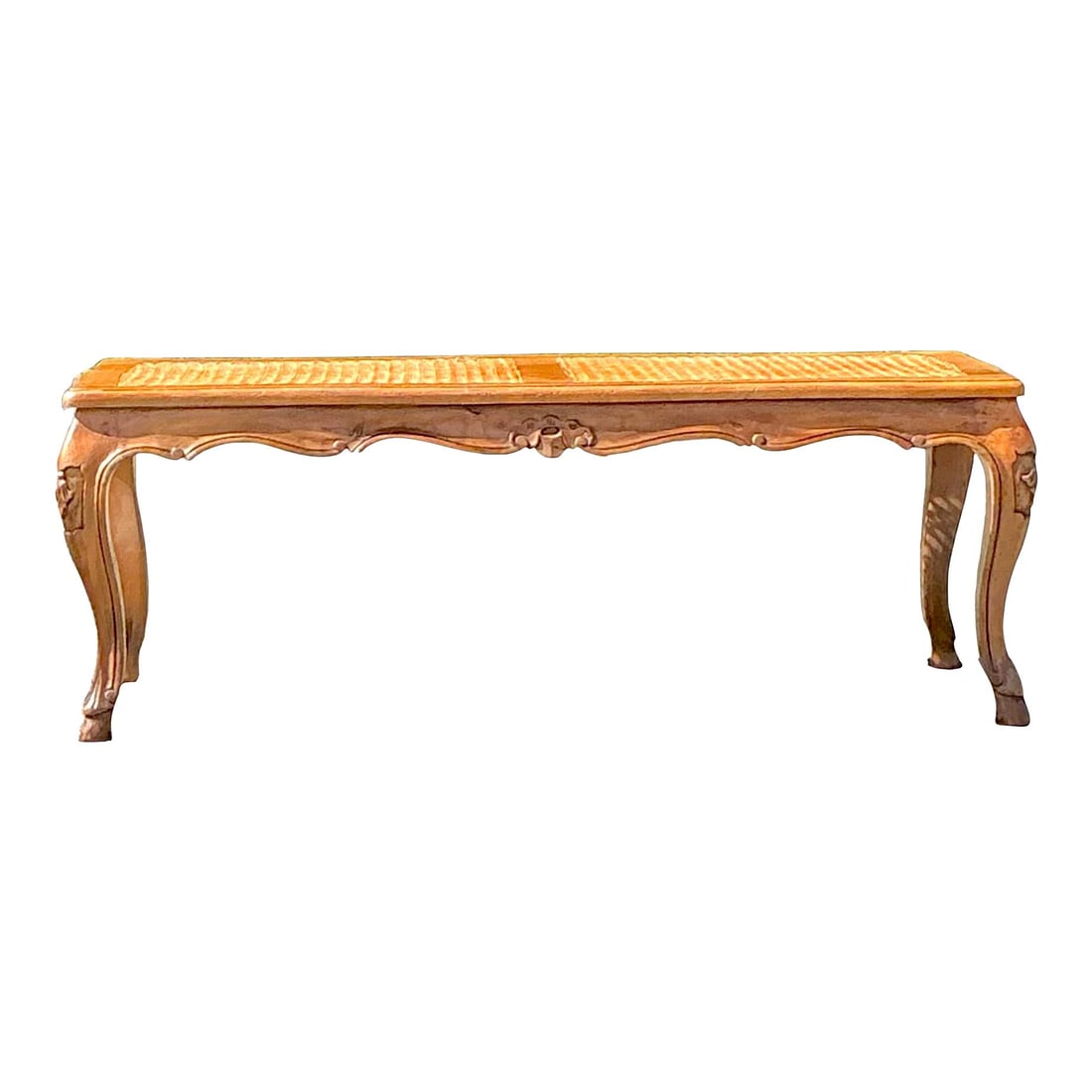 Vintage Boho Cane Bench with Wooden Frame (1 of 9)