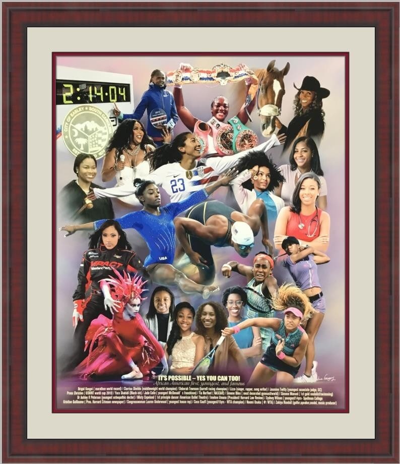 Wishum Gregory It Is Possible Custom Framed Print African American Athletes: Wishum Gregory It Is Possible Custom Framed Print African American Athletes Celebrate the achievements of African American athletes with this stunning custom framed print titled "It Is Possible" by ar