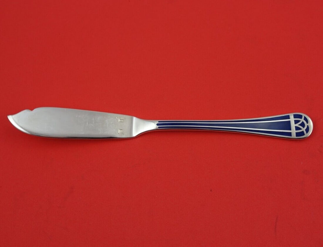 Christofle Talisman Blue Silverplate Fish Knife 7 7/8 Inch Flat Handle (1 of 3)