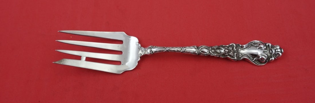Unger Douvaine Sterling Silver Cold Meat Fork 7.25" with Bar Tines: Unger Douvaine Sterling Silver Cold Meat Fork 7.25" with Bar Tines This Douvaine cold meat fork, crafted by Unger, showcases exquisite sterling silver craftsmanship from the early to mid-20th century 
