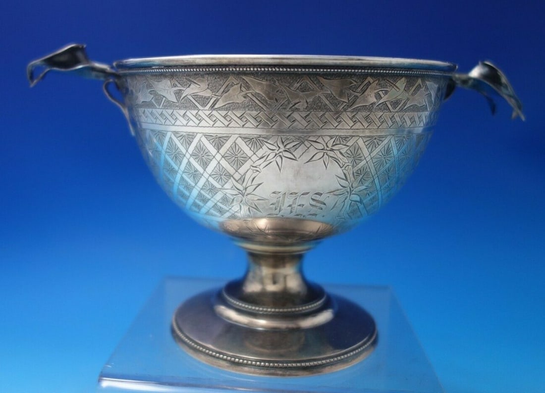 Ford and Tupper Calla Lily Sterling Silver Pedestal Bowl Circa 1870 (1 of 11)