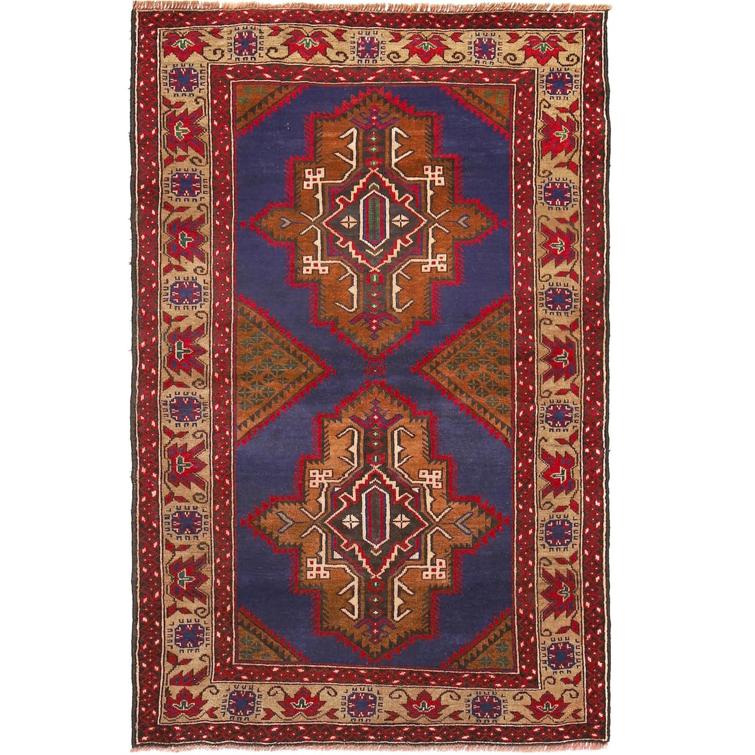 Authentic Blue Tribal Baluch Rug 3.11 x 6.5 Handwoven Wool (1 of 6)