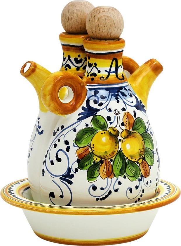 Hand-Painted Deruta Style Limoncini Oil Vinegar Tray (1 of 7)