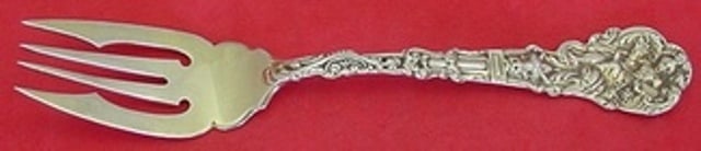 Gorham Versailles Sterling Silver Fish Fork Gold Washed 6 3/4": Gorham Versailles Sterling Silver Fish Fork Gold Washed 6 3/4" Enhance your dining experience with the exquisite Versailles fish fork by Gorham. Crafted from high-quality sterling silver, this elegant
