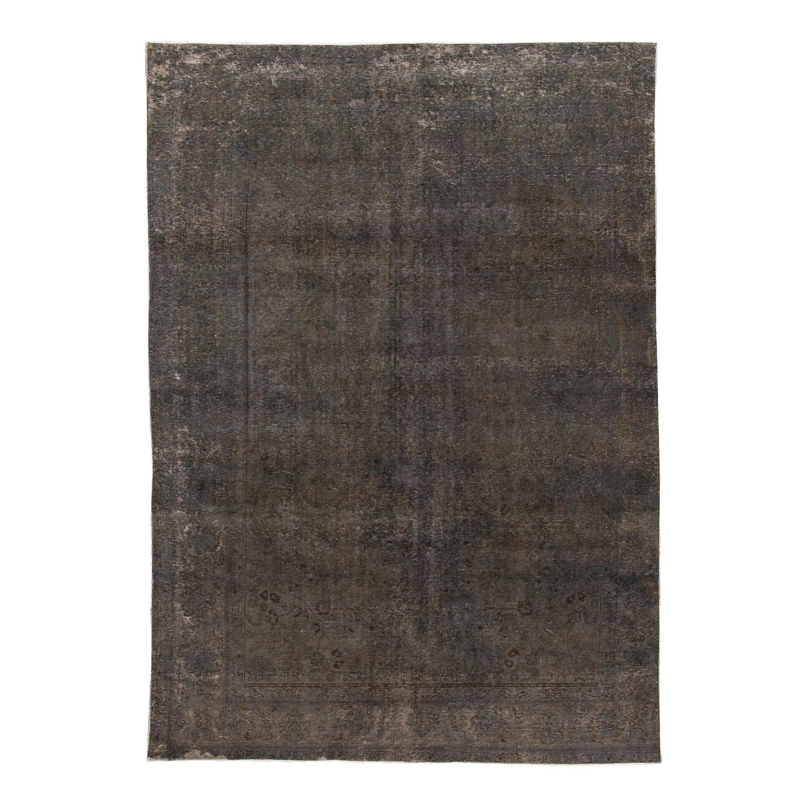 Vintage 1960 Overdyed Hand-knotted Brown Floral Wool Rug 7'3 X 10'4: Vintage 1960 Overdyed Hand-knotted Brown Floral Wool Rug 7'3 X 10'4 Discover the charm of this Vintage Overdyed Handmade Brown Floral Wool Rug, expertly crafted with a beautiful all-over medallion flo