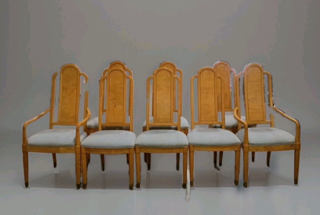 8 Henredon MCM Dining Armchairs in Light Olive Wood 21x17.5x42.5 (1 of 18)
