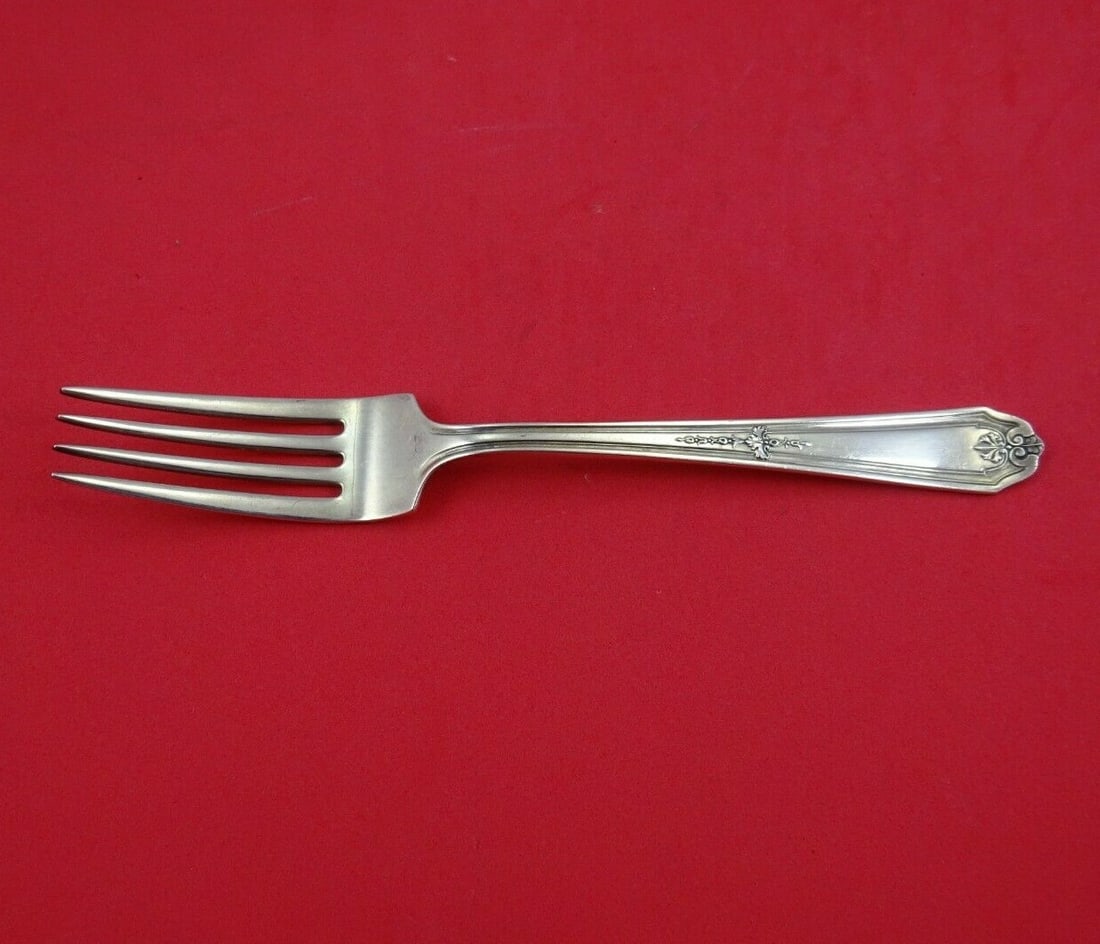 Alvin Gainsborough Sterling Silver 7 Inch Dinner Fork: Alvin Gainsborough Sterling Silver 7 Inch Dinner Fork Sterling silver regular fork in the Gainsborough pattern by Alvin. This pre-owned piece is not monogrammed and is in excellent condition. Specific