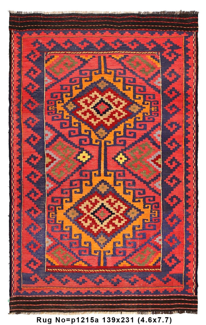 Handmade Wool Kilim Rug 4.6 x 7.7 Semi Antique (1 of 8)