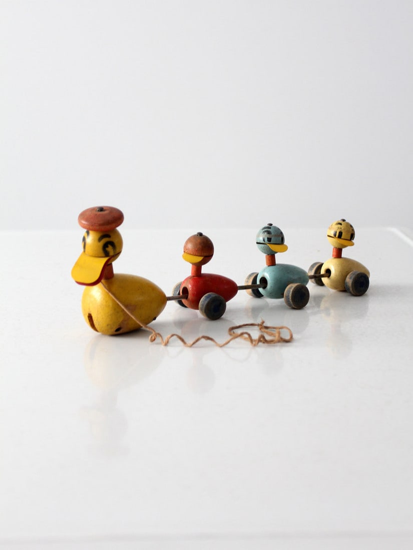 Fisher Price Quacky Family Wooden Pull Toy Mama Duck Ducklings (1 of 6)
