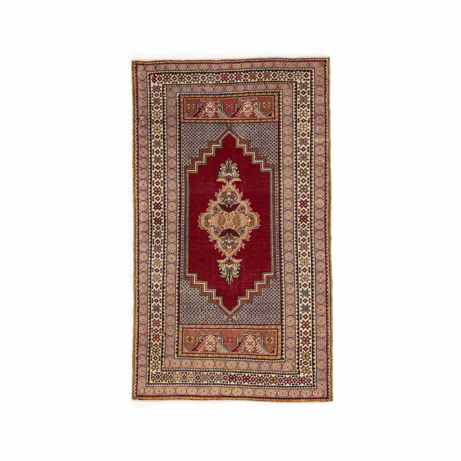Authentic Handmade Anadol Wool Carpet 42.9 x 74 Double Knots: Authentic Handmade Anadol Wool Carpet 42.9 x 74 Double Knots Experience the charm of traditional craftsmanship with this Authentic Handmade Anadol Wool On Wool Carpet. Originating from Anadol, this ex