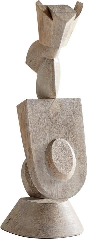 Cyan Abstract Weathered Gray Wood Sculpture 30H for Modern Decor (1 of 3)