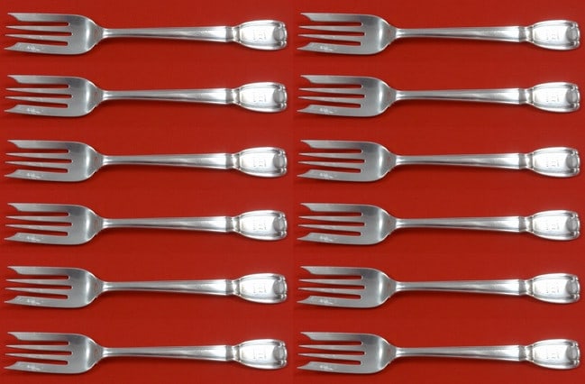 Tiffany & Co Castilian Sterling Silver Salad Fork Set 12 Pieces: Tiffany & Co Castilian Sterling Silver Salad Fork Set 12 Pieces This exquisite 12-piece salad fork set features the elegant Castilian pattern by Tiffany & Co. Each fork measures 6 5/8" and is crafted 