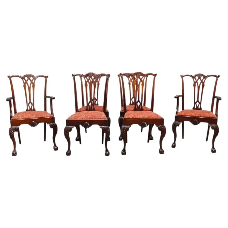 6 Chippendale Style Mahogany Dining Chairs by Charak Furniture Co c1930: 6 Chippendale Style Mahogany Dining Chairs by Charak Furniture Co c1930 A set of six dining chairs by Charak Furniture Co. in the Chippendale style, dating to circa 1930. The set includes two armchair