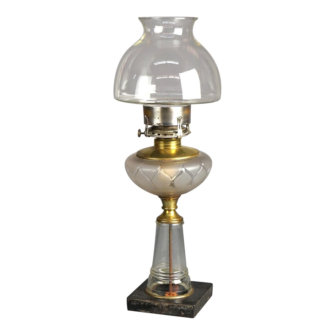 Late 19th Century Glass Oil Lamp with Brass Fittings Circa 1890 (1 of 12)
