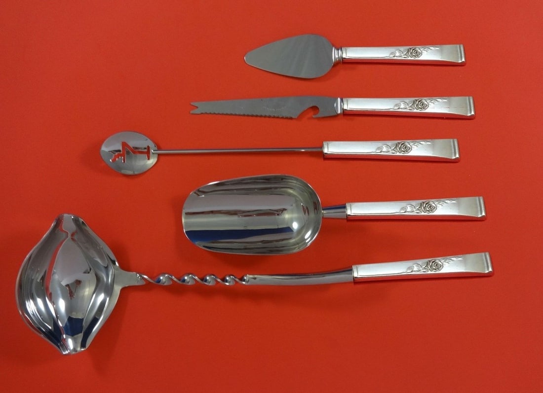 Reed and Barton Classic Rose Sterling Silver 5pc Cocktail Bar Set (1 of 1)