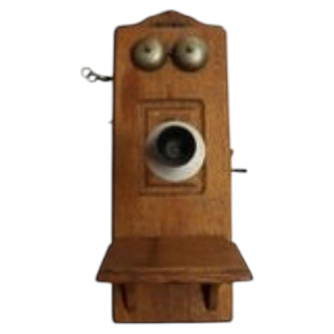 c1910 Oak Wall Mount Crank Telephone with Twin Brass Bells (1 of 14)