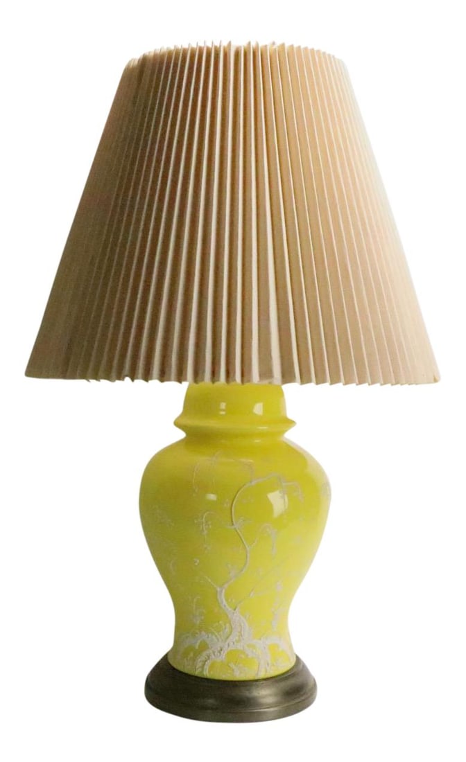 1970s Yellow Chinese Style Table Lamp with Tree Design (1 of 9)