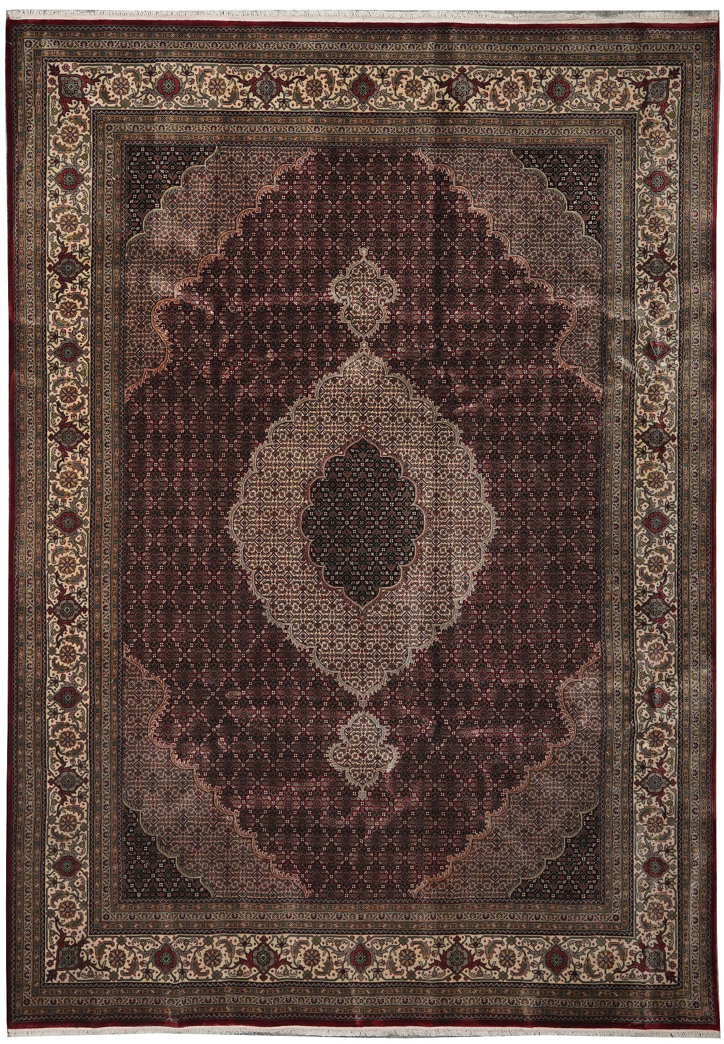 8 x 11 Tabriz Mahi Rug Ruby Burgundy Wool and Silk: 8 x 11 Tabriz Mahi Rug Ruby Burgundy Wool and Silk Free continental US Shipping High-quality Tabriz Mahi rug in a rich ruby burgundy colorway, crafted from lustrous wool and silk. This un-used rug off