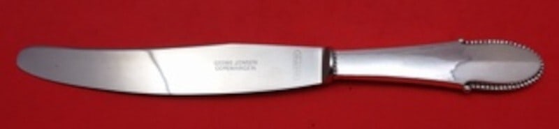 Georg Jensen Beaded Sterling Silver Extra Large Dinner Knife 9 5/8" (1 of 2)