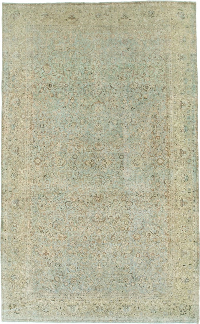 12' x 20' Oversize Persian Kashan Rug in Pale Green (1 of 5)