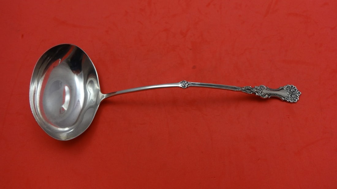 Gorham Whiting Pompadour Sterling Silver Bouillon Ladle 9 Inch: Gorham Whiting Pompadour Sterling Silver Bouillon Ladle 9 Inch This exquisite Pompadour by Whiting sterling silver bouillon ladle measures 9 inches and showcases the elegant design of the Pompadour pa