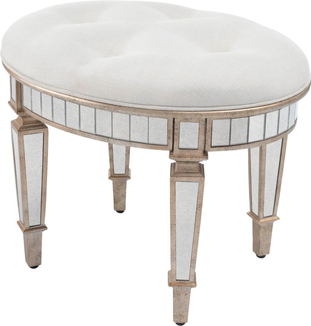 Butler Garbo Oval Vanity Stool in Mirror Silver Finish (1 of 5)