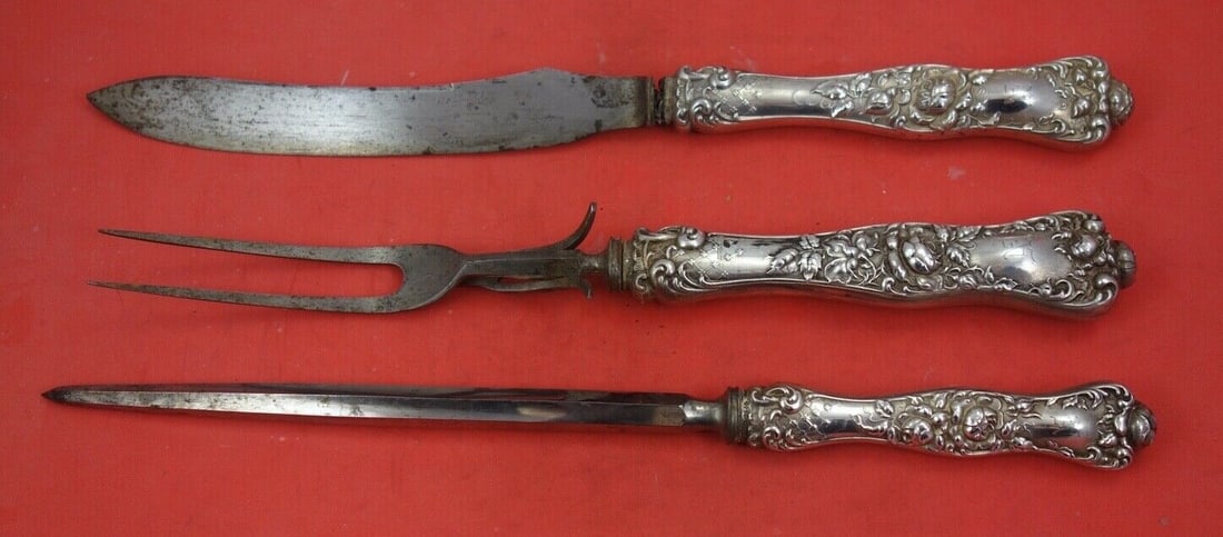 Shiebler American Beauty Sterling Silver 3-Piece Carving Set (1 of 2)