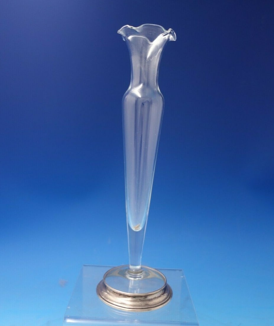 Elegant Sterling Silver Cut Crystal Bud Vase 10.5" x 3" (1 of 6)