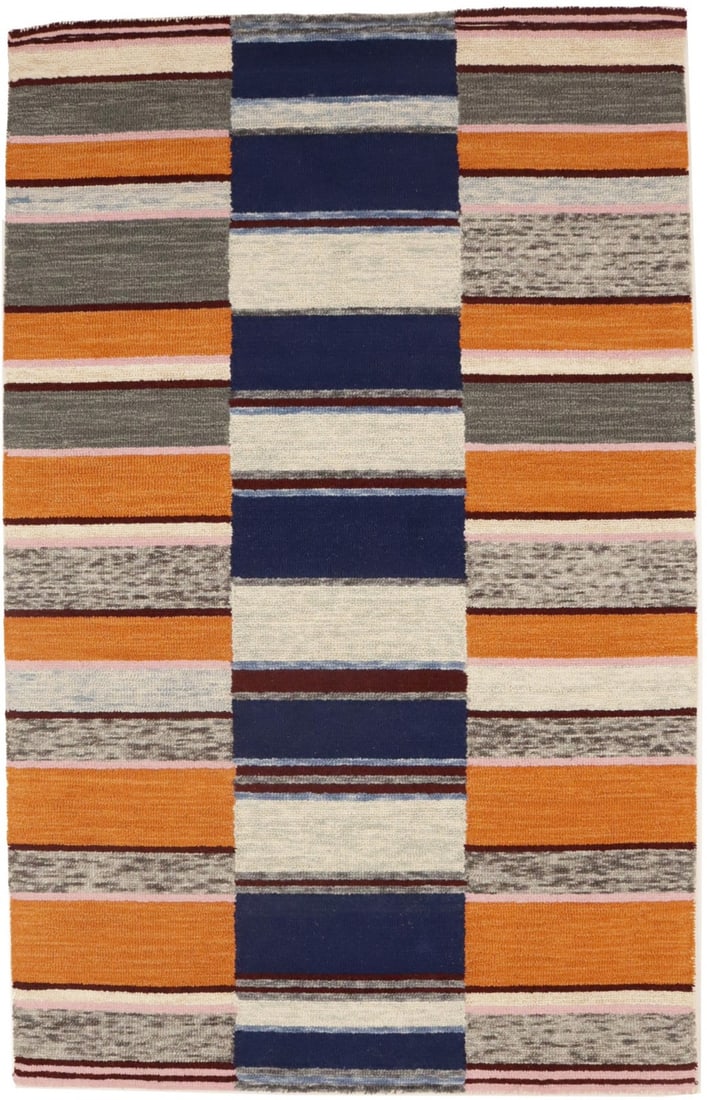 Hand-Tufted 5'X8' Modern Multicolored Striped Rug for Kids Room: Hand-Tufted 5'X8' Modern Multicolored Striped Rug for Kids Room Enhance your child's room with this vibrant Stripes 5X8 Design Hand-Tufted Modern Multicolored Rug. This beautiful area rug features a s