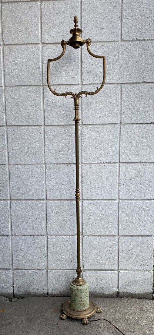 58 Bronze Marble Floor Lamp by Crest Chicago Signed Antique (1 of 18)