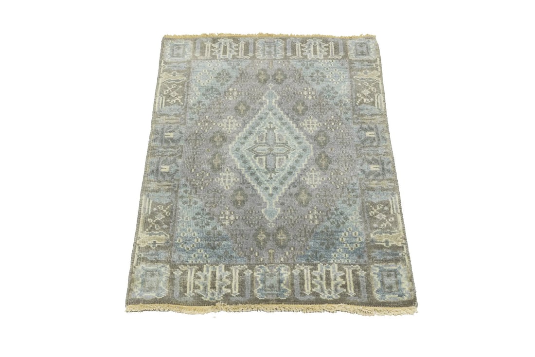 Handmade Tribal Geometric Wool Rug 2'1 x 3'0 Muted Colors: Handmade Tribal Geometric Wool Rug 2'1 x 3'0 Muted Colors Enhance your space with this Handmade Tribal Oriental Rug, perfect for entryways, bathrooms, or bedrooms. Measuring 2'1" x 3'0", this area rug