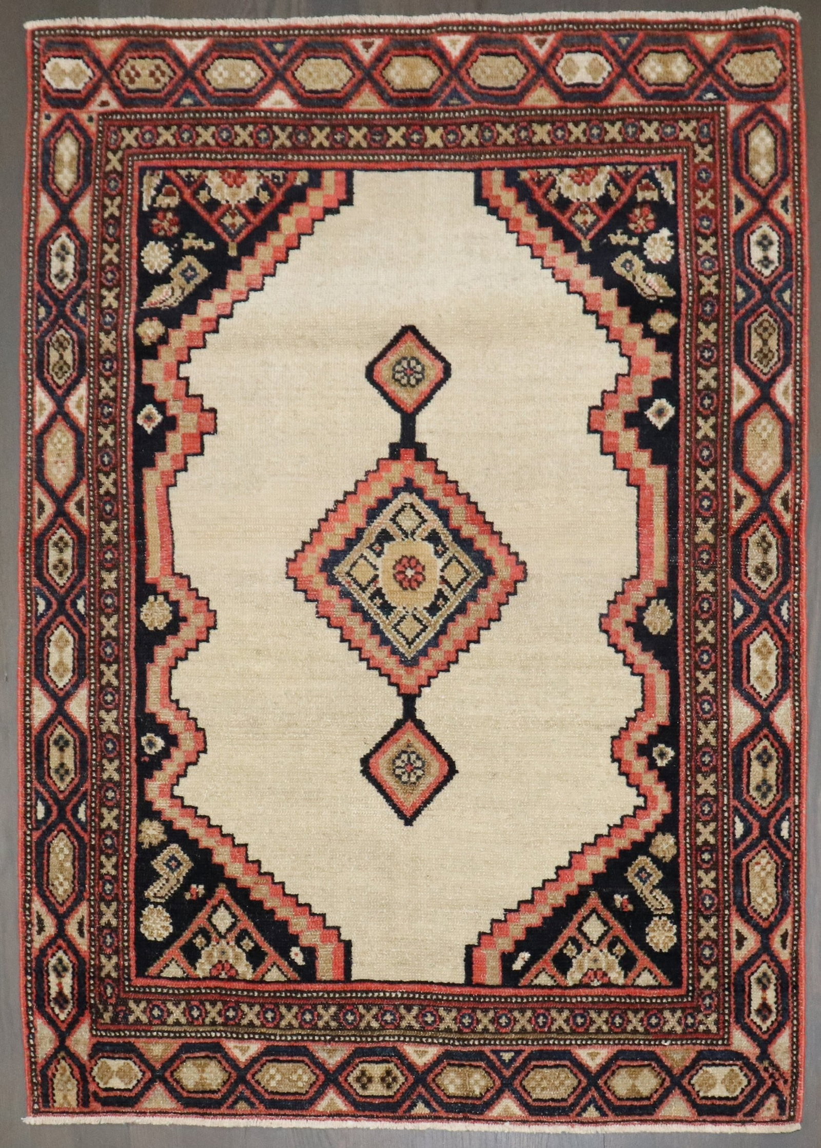 2' 9" x 3' 9" Antique Persian Hamedan Serab Tribal Rug: 2' 9" x 3' 9" Antique Persian Hamedan Serab Tribal Rug Antique Persian Hamedan Serab tribal rug dating to the 2nd quarter of the 20th century. This small pre-owned rug reflects the traditional Serab t