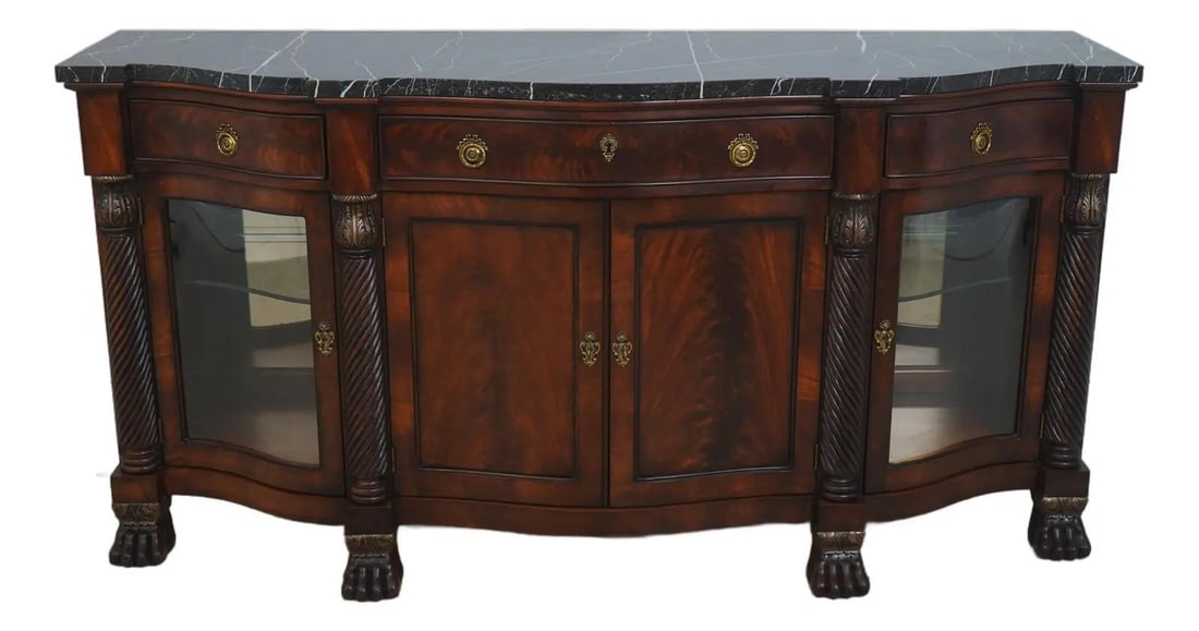 Marble Top Mahogany Sideboard From Historic Natchez Collection With Glass Doors (1 of 10)