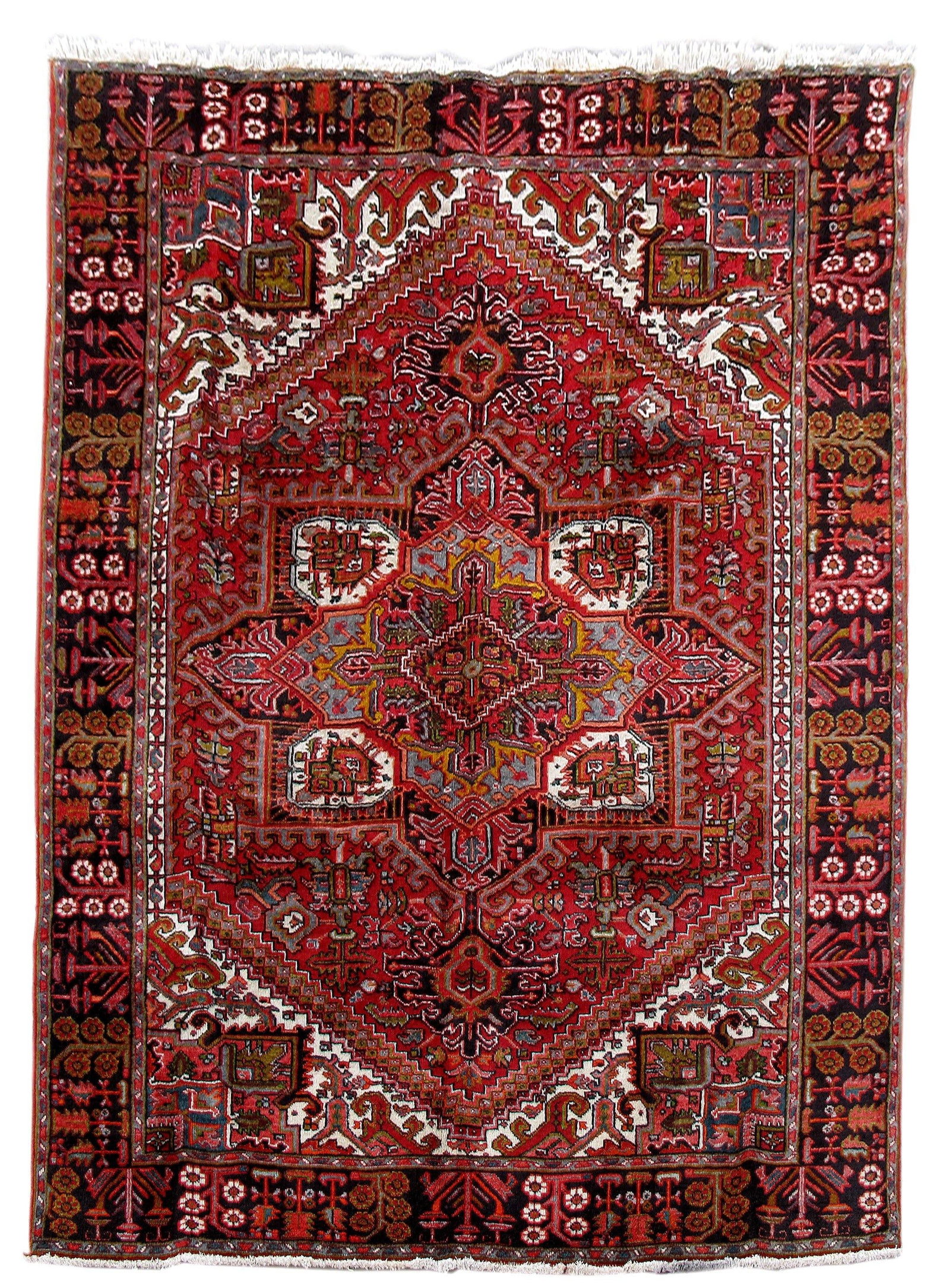 Authentic Persian Heriz Rug 6'11 x 9'6 Handcrafted Artisan Design: Authentic Persian Heriz Rug 6'11 x 9'6 Handcrafted Artisan Design Free continental US Shipping Experience the elegance of this authentic Persian Heriz rug, handcrafted by skilled Persian artisans. Fea