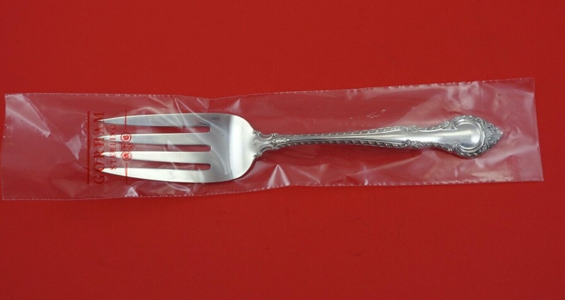 Gorham English Gadroon Sterling Silver Cold Meat Fork 8 Inch: Gorham English Gadroon Sterling Silver Cold Meat Fork 8 Inch This exquisite English Gadroon cold meat fork by Gorham is crafted from high-quality sterling silver. Measuring 8 inches, this serving fork