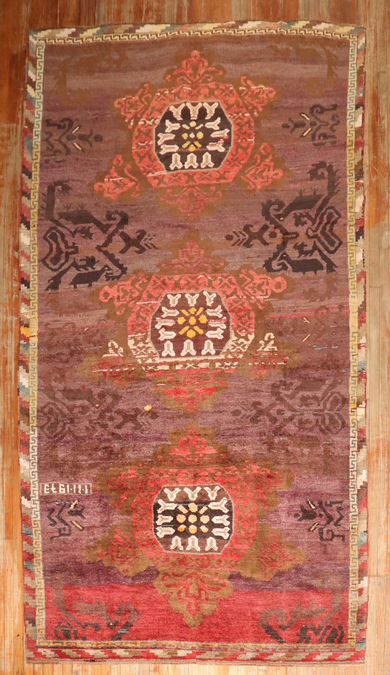 6' 8" x 12' 7" Turkish Kars Gallery Rug dated 1973: 6' 8" x 12' 7" Turkish Kars Gallery Rug dated 1973 Turkish Kars gallery size rug dated 1973. This pre-owned piece features a traditional tribal-inspired design consistent with the Kars type. Specifica