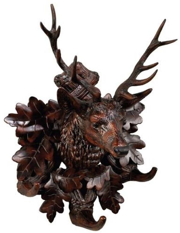 Lodge Style Stag Head Coat Rack in Hand-Cast Resin 3-Hook (1 of 1)