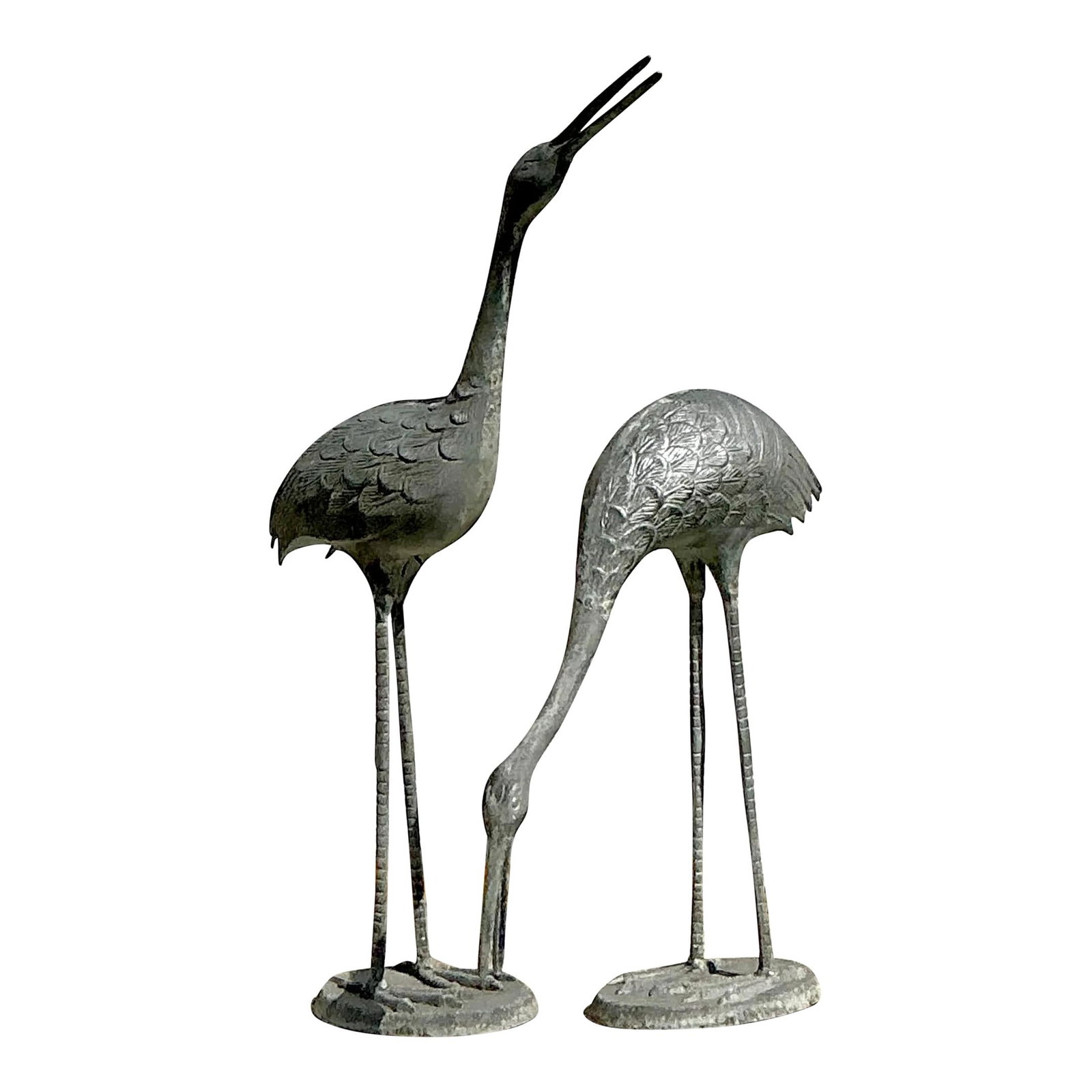 Elegant Vintage Cast Metal Cranes Sculpture Set of 2 (1 of 10)