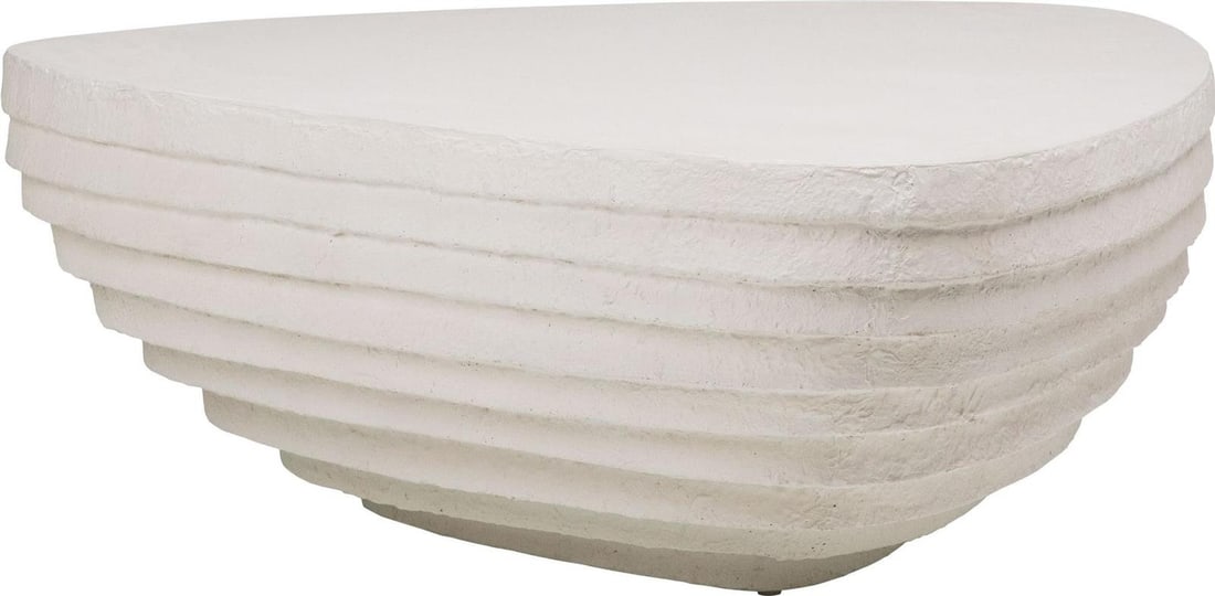 Albin Outdoor Collection Chic White Plaster Coffee Table 37x37 Pedestal (1 of 2)