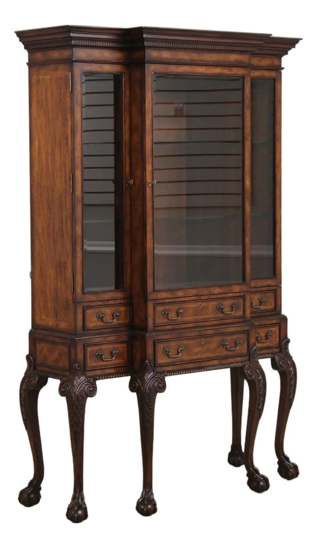 Walnut secretary china cabinet John Richard Chippendale style 50w x 19d x 78.5h (1 of 10)