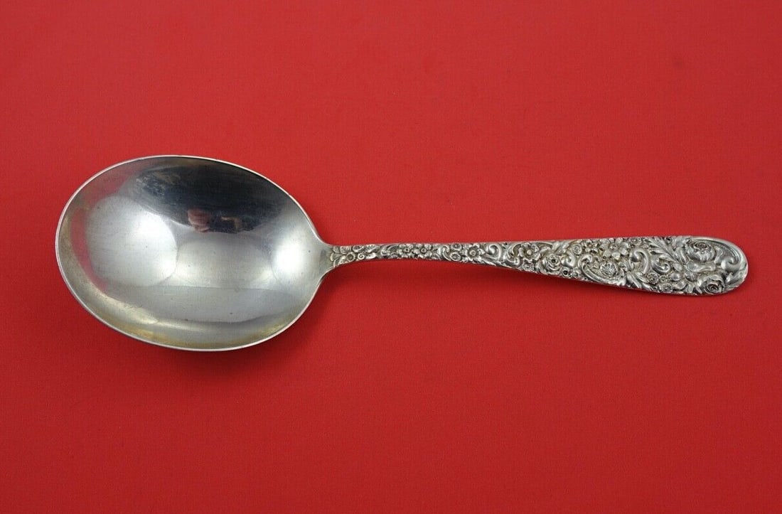 Jenkins & Jenkins Sterling Silver Repousse Berry Spoon 8 3/4 Inch (1 of 3)