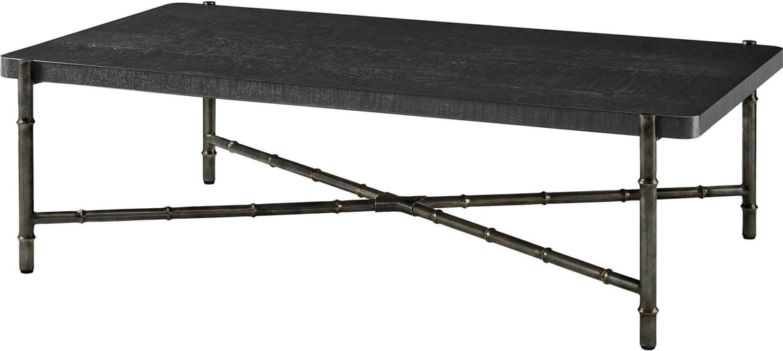 Theodore Alexander Kesden Black Cocktail Table Brass Veneer Wood (1 of 1)