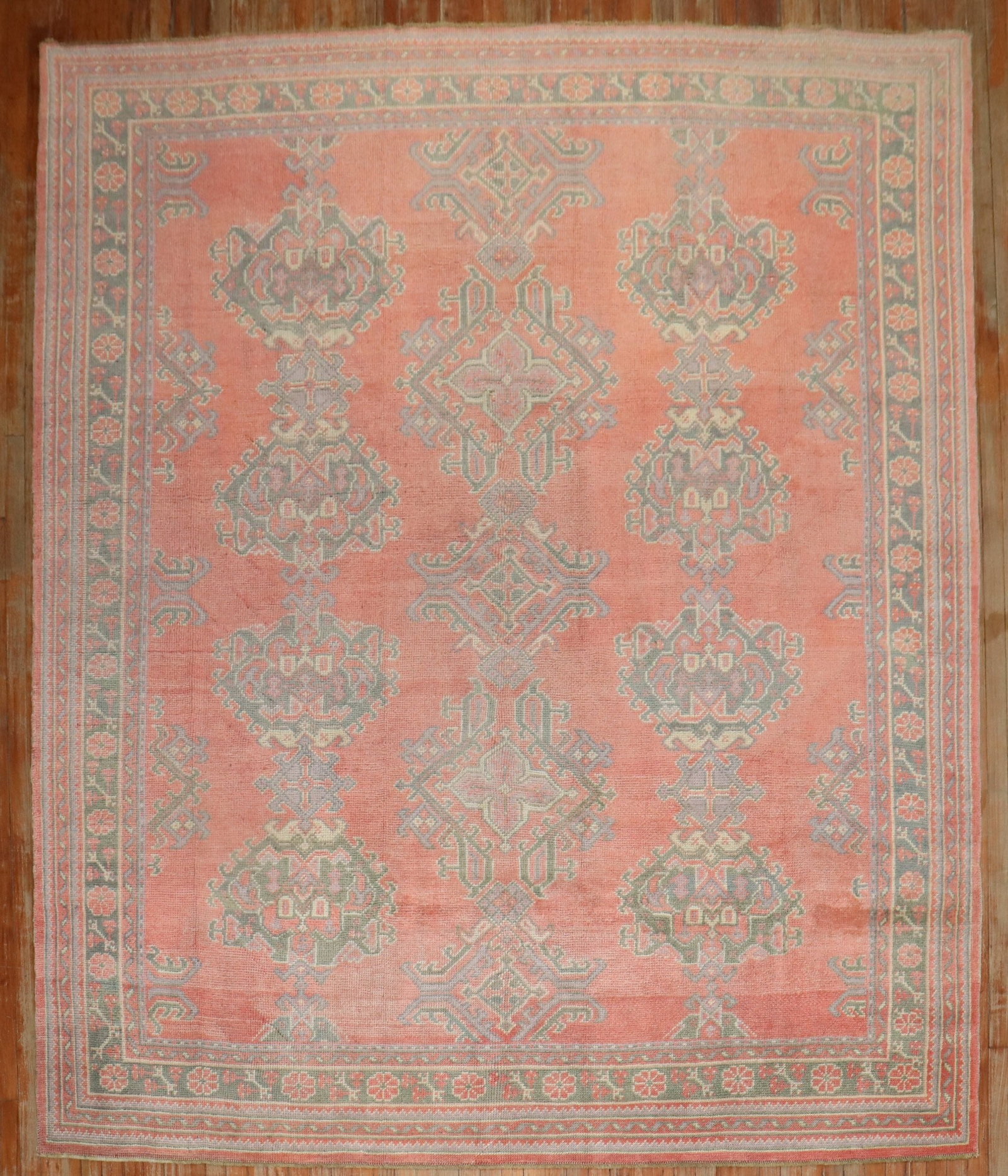 8' 2" x 10' 1930s Turkish Oushak Room Rug: 8' 2" x 10' 1930s Turkish Oushak Room Rug Vintage Turkish Oushak room size rug from the 1930s. This pre-owned piece features the classic Oushak style and is suited for use as an area rug. Specificatio