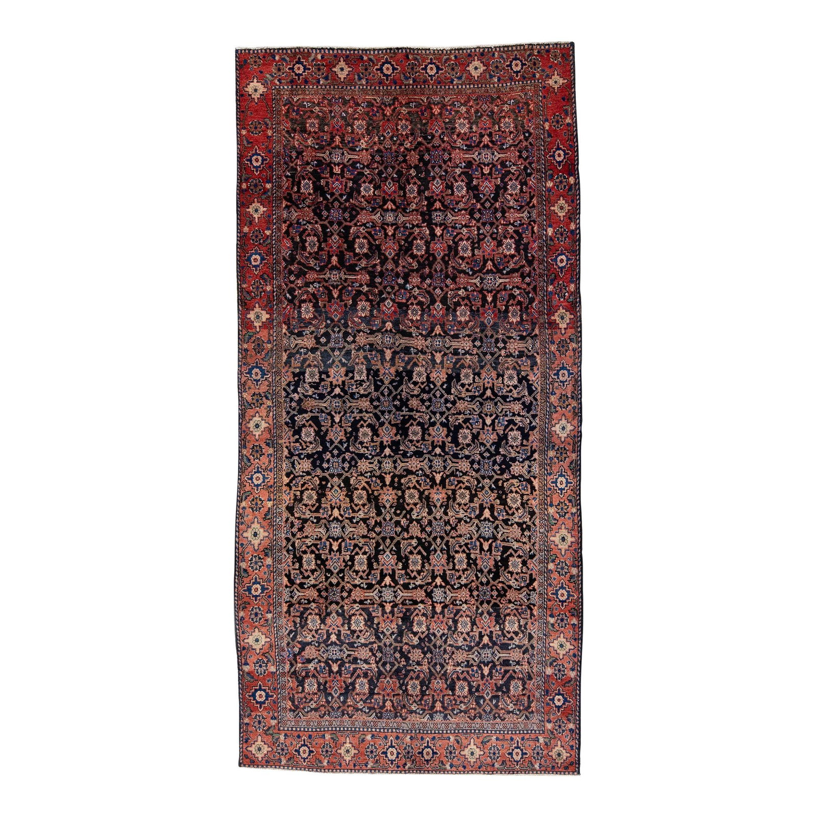 Vintage 1960s Persian Hamadan Red Medallion Wool Rug 5'3 x 11'1 (1 of 7)