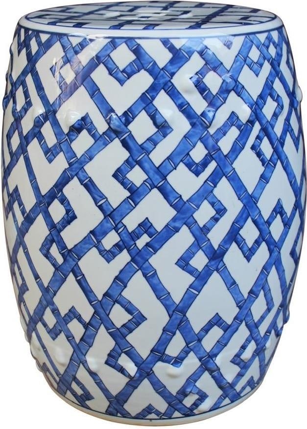 Chinoiserie Blue and White Porcelain Bamboo Stool Handmade (1 of 1)