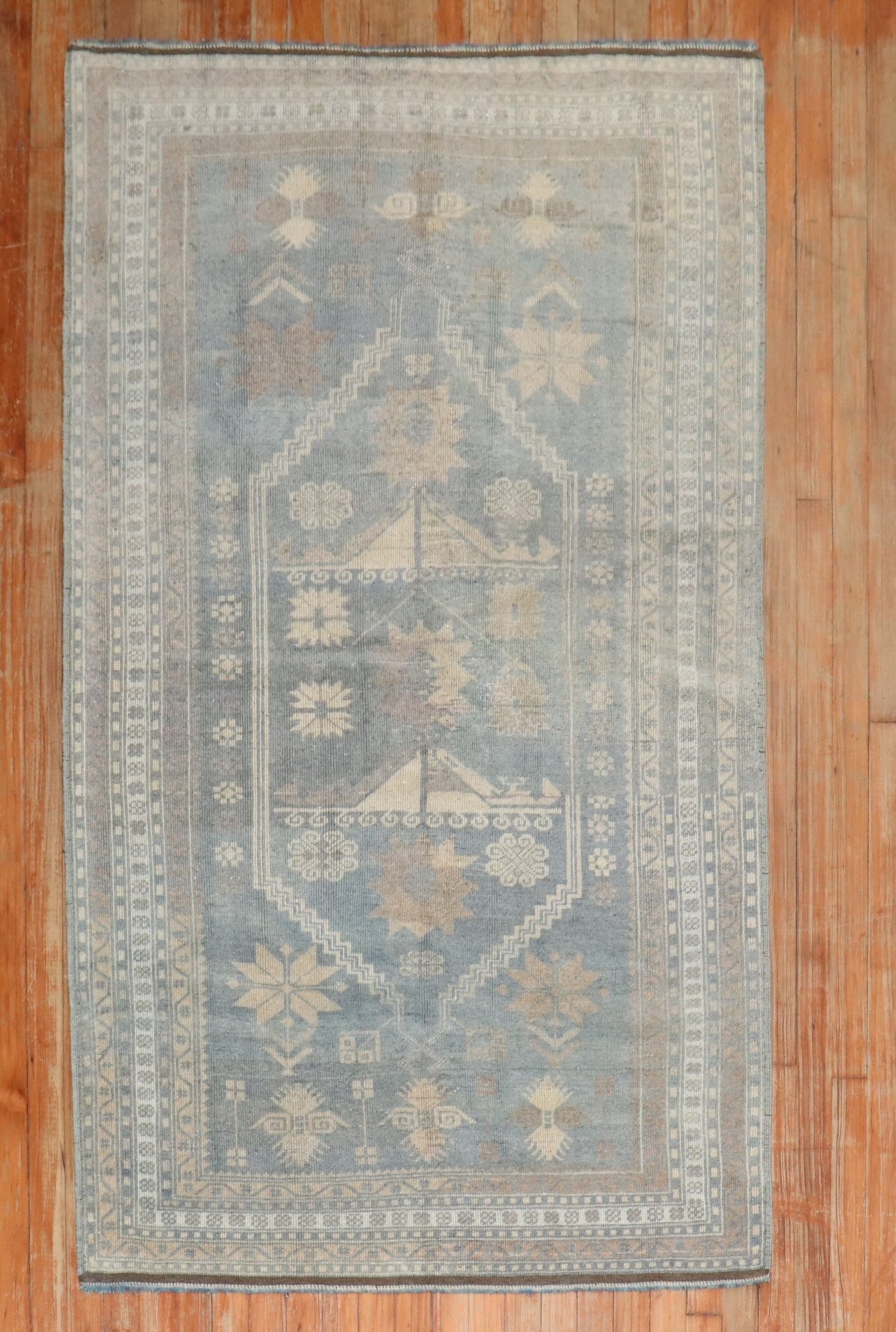3' 7" x 6' 1" Small Turkish Rug in Blue: 3' 7" x 6' 1" Small Turkish Rug in Blue Vintage Turkish rug from the 3rd quarter of the 20th century. This pre-owned small rug offers a classic Turkish design in a versatile size. Specifications Title