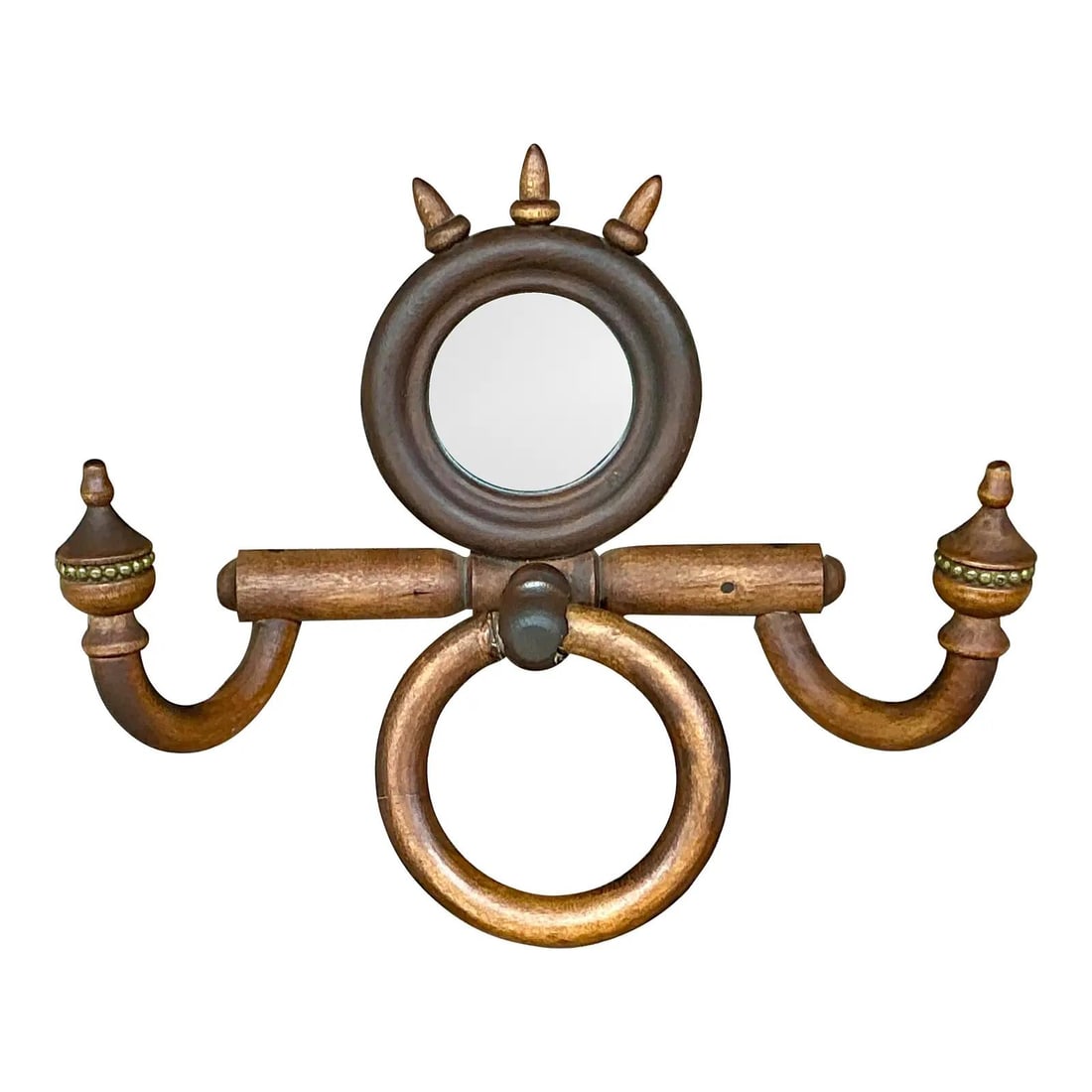 Whimsical Vintage Bohemian Hat Rack with Mirror and Wooden Details (1 of 5)